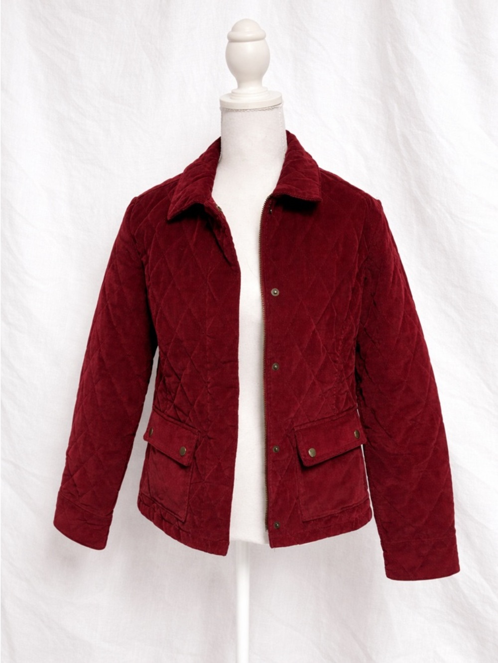 Eddie Bauer Quilted Velvet Jacket in Burgundy